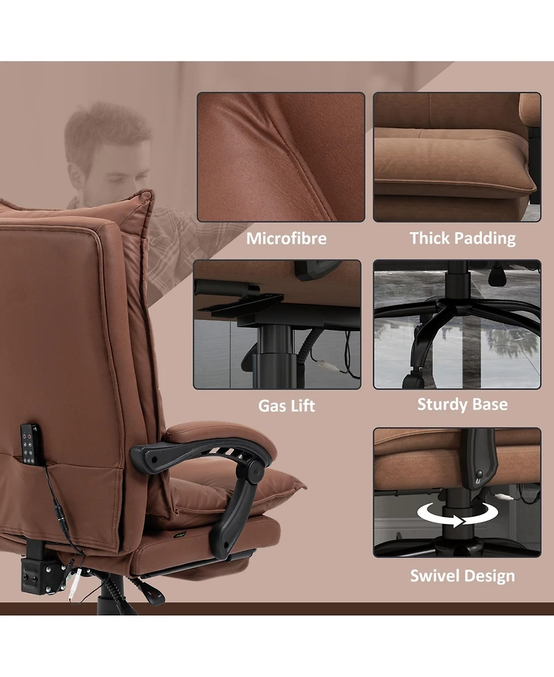 Boyel Living Microfiber Office Chair with Massage Heat and Footrest