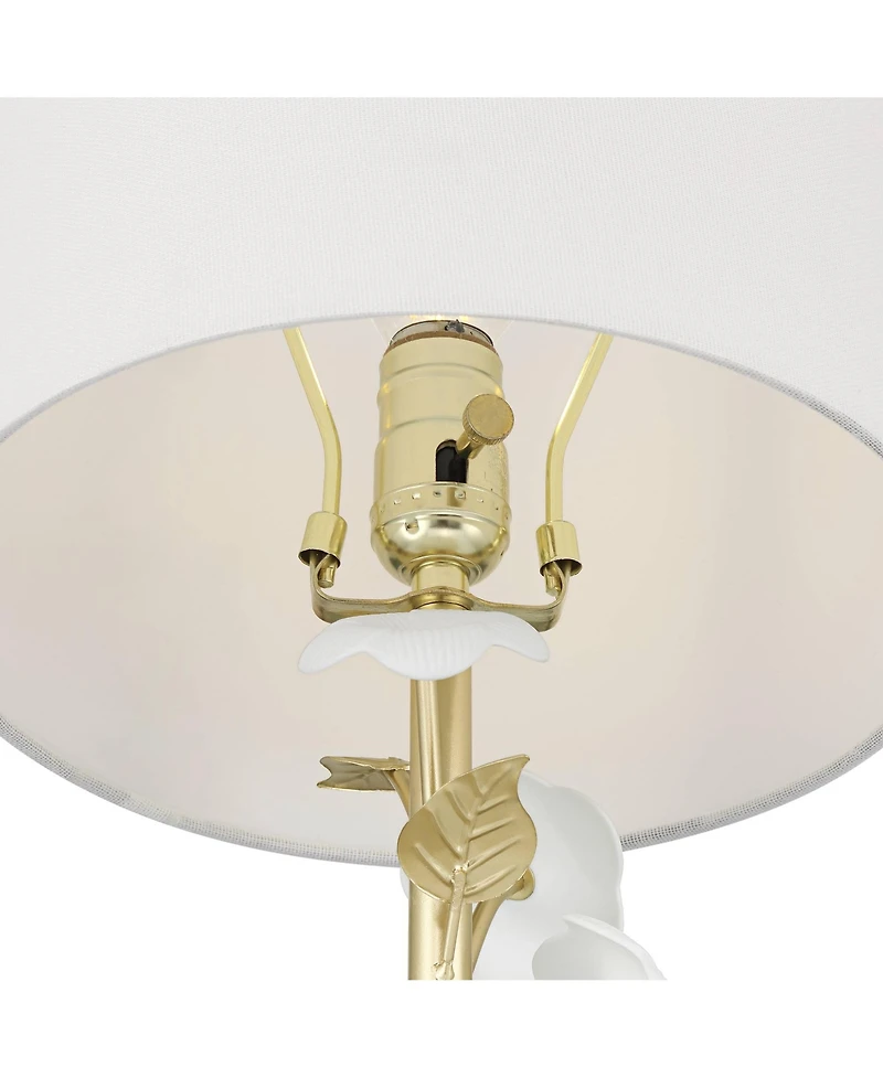 360 Lighting Descanso 21" High Gold and White Flower Table Lamp Set of 2