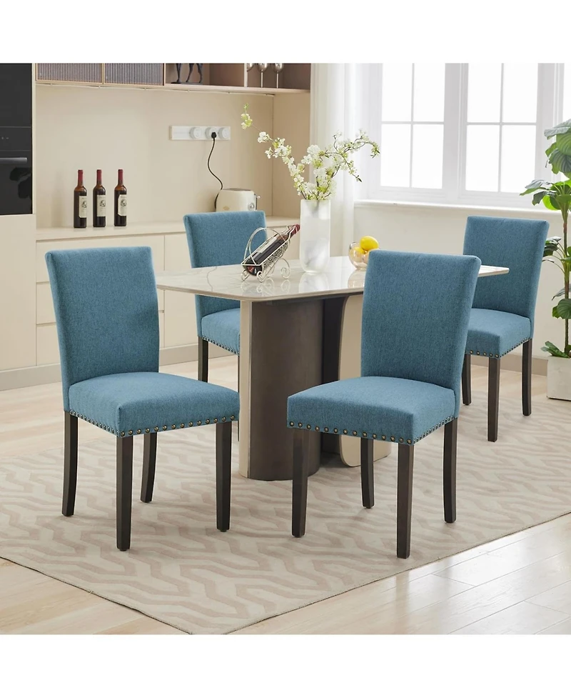 gaomon Dining Chairs Set of Upholstered Parsons Diner Room Chair Sets Fabric Kitchen with Nailhead Trim/Sturdy Wood Legs and Padded Cushion