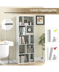 Slickblue 63 Inch 5-Tier Geometric 10-Cube Bookshelf Tall Bookcase