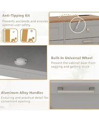 Sugift Tilt Out Trash Can Cabinet with Power Outlets and Shelf