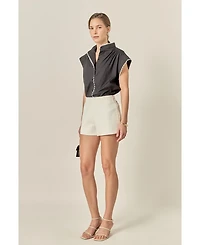 English Factory Women's Contrast Scallop Trim Ric Rac Short Sleeve