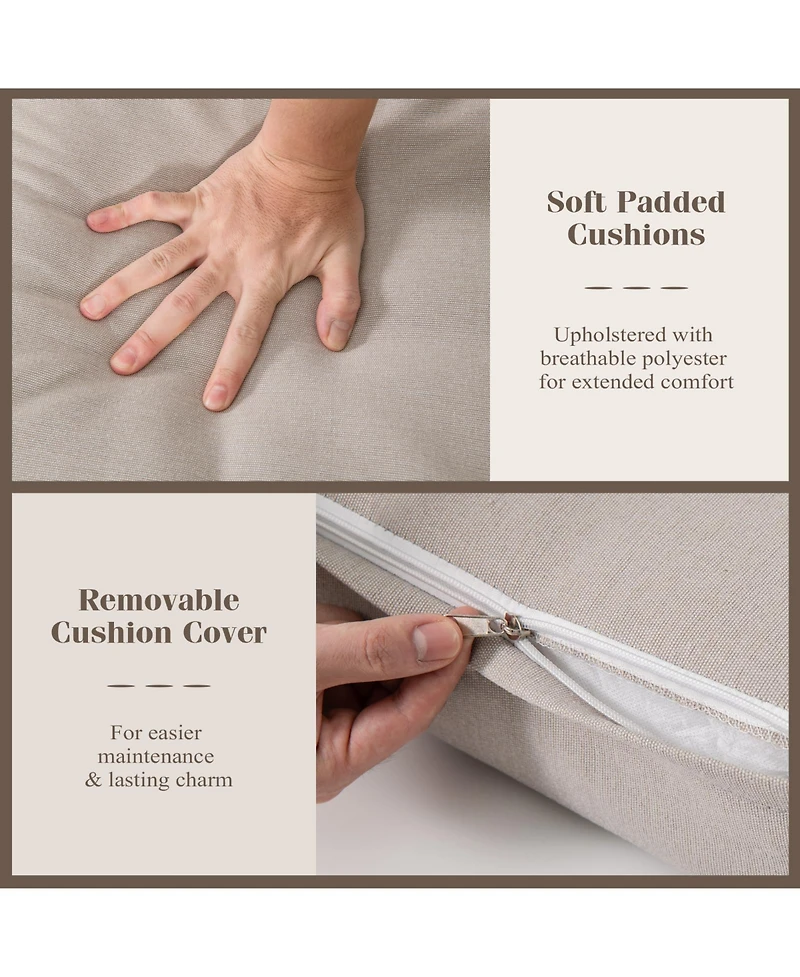 Gouun Outdoor Loveseat Sofa and Coffee Table Set with Thick Seat Cushions