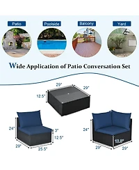 7PCS Patio Rattan Sofa Set Sectional Conversation Furniture Garden