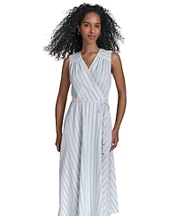 Calvin Klein Women's Striped V-Neck Midi Dress