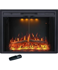 33" Recessed-in Realistic Flame Electric Fireplace with Adjustable Heat, Timer