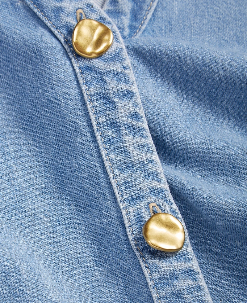 I.n.c. International Concepts Women's Short Sleeve Lightweight Denim Top, Macy's Exclusive