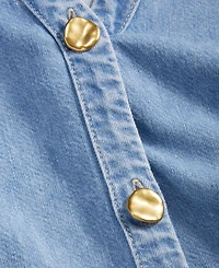 I.n.c. International Concepts Women's Short Sleeve Lightweight Denim Top, Macy's Exclusive