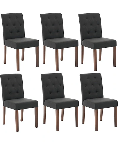 gaomon Parsons Button Tufted Dining Chairs Set of 6, Upholstered Fabric Kitchen with Wood Legs and Padded Seats, Living Room Furniture