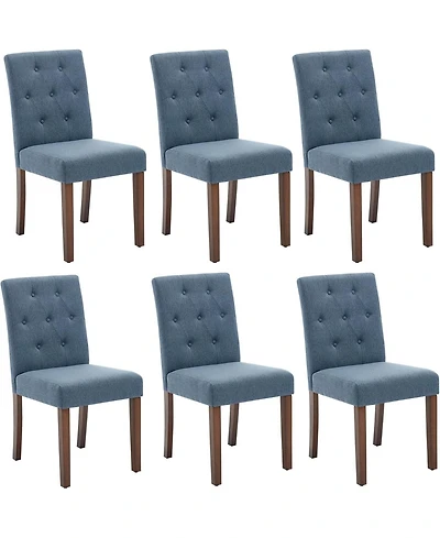 gaomon Parsons Button Tufted Dining Chairs Set of 6, Upholstered Fabric Kitchen with Wood Legs and Padded Seats, Living Room Furniture