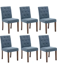 gaomon Parsons Button Tufted Dining Chairs Set of 6, Upholstered Fabric Kitchen with Wood Legs and Padded Seats, Living Room Furniture