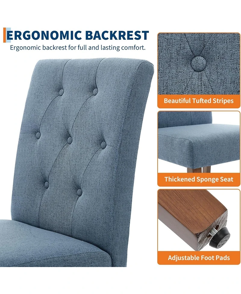 gaomon Parsons Button Tufted Dining Chairs Set of 6, Upholstered Fabric Kitchen with Wood Legs and Padded Seats, Living Room Furniture