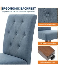gaomon Parsons Button Tufted Dining Chairs Set of 6, Upholstered Fabric Kitchen with Wood Legs and Padded Seats, Living Room Furniture