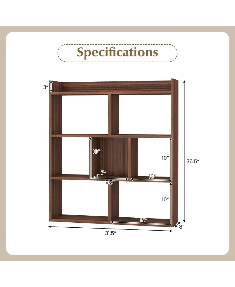 Slickblue 7 Cube Open Back Bookshelf with Anti Tip Safety Wall Anchor