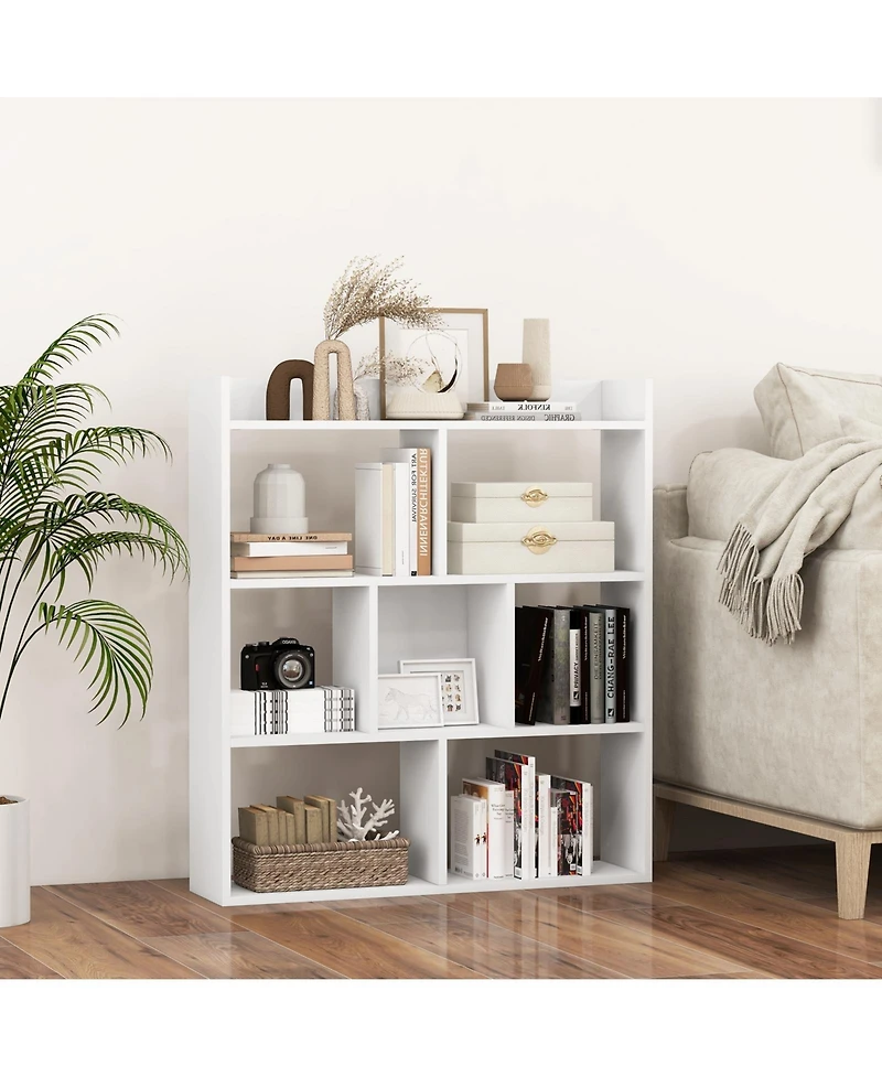 Slickblue 7 Cube Open Back Bookshelf with Anti Tip Safety Wall Anchor