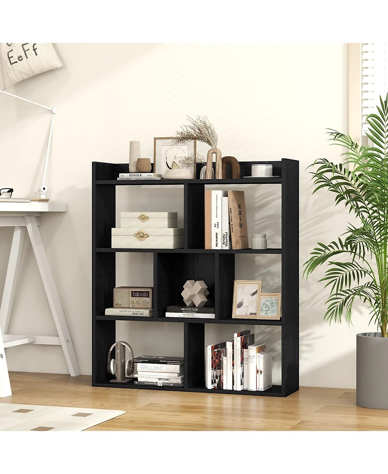 Slickblue 7 Cube Open Back Bookshelf with Anti Tip Safety Wall Anchor