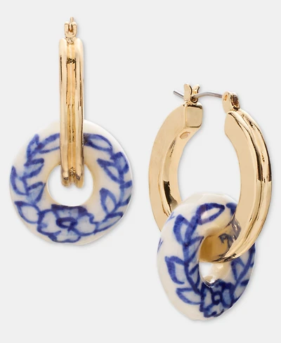 Style & Co Gold-Tone Ceramic Bead Hoop Earrings, Macy's Exclusive