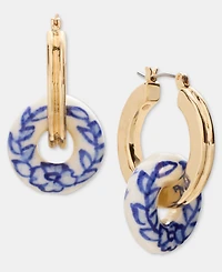 Style & Co Gold-Tone Ceramic Bead Hoop Earrings, Macy's Exclusive