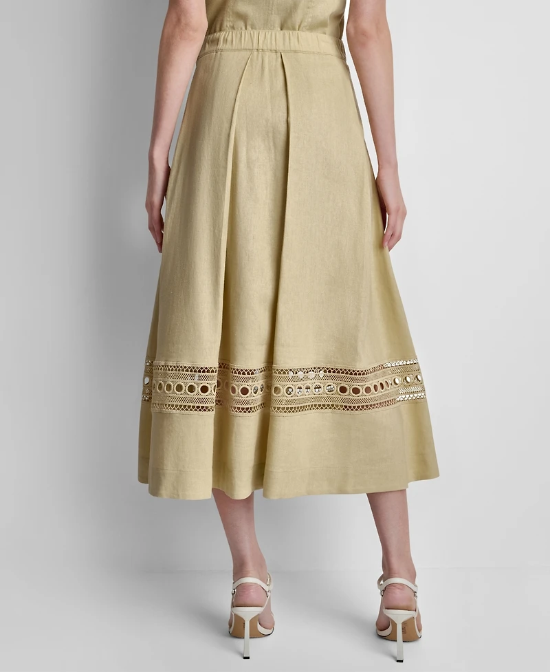 Dkny Women's Loop Embroidered Pleated Midi Skirt