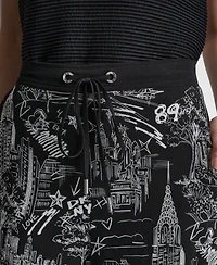Dkny Women's Printed Drawstring Waist Pants