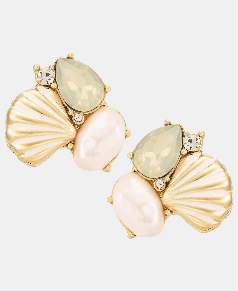 lonna & lilly Stone Cluster Shell Stud Earrings