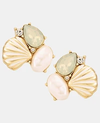 lonna & lilly Stone Cluster Shell Stud Earrings