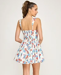 Alex & Sophia Juniors' Sweetheart Neck Floral Dress