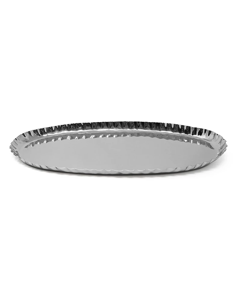 Classic Touch Stainless Steel Crushed Oblong Tray, 17.5"