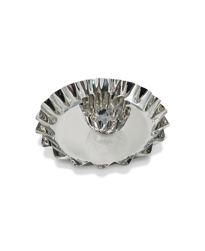 Classic Touch Stainless Steel Chip and Dip Bowl, 14.25"