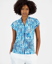 Kasper Women's Cap Sleeve V-Neck Printed Jersey Top