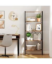 Sugift Five Tier Bookshelf with Open Shelves and Metal Frame