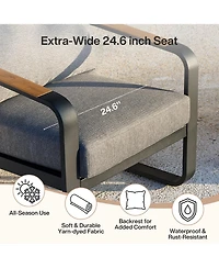 Tribesigns Outdoor Single Patio Sofa with Removable Cushions, Metal Frame Patio Sofa Chair with Thick Cushions for Patio, Balcony, Garden