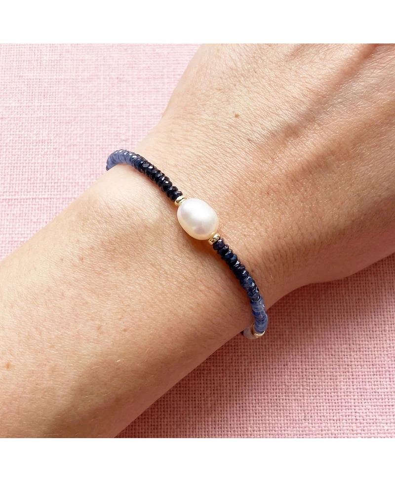 The Lovery Blue Sapphire Ombre Bead Pearl Bracelet 14K Gold