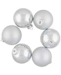 Northlight 6-Piece Shiny and Matte Silver Glass Ball Christmas Ornament Set 3.25" 80mm