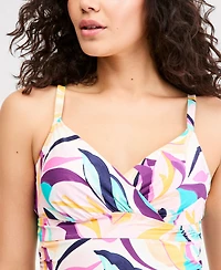 Anne Cole Women's Underwire Surplice Tri Printed Tankini Top