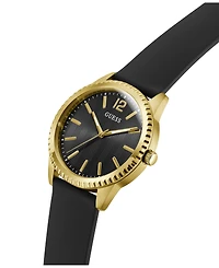 Guess Men's Gold-Tone Black Silicone Watch, 40mm