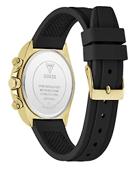 Guess Women's Gold-Tone Black Silicone Multi-Function Watch, 36mm