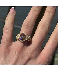 Suzy Levian Sterling Silver Oval Cubic Zirconia French Filigree Ring