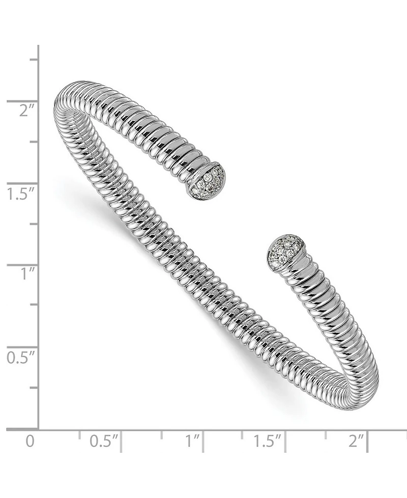 Curata Jewelry 18k Yellow, White or Rose Gold Italian 0.17cttw Diamond Tubogas Cuff Stackable Bangle Bracelet 6.5mm Wide Cuff Bracelet