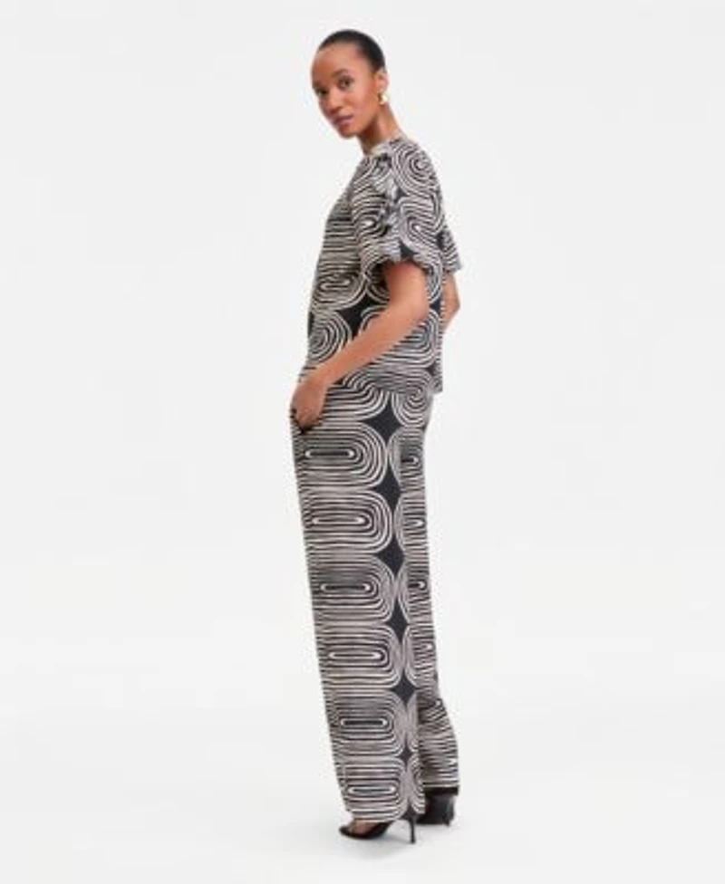 I.N.C. International Concepts Womens Printed Ruffle Sleeve Top Wide Leg Pants Macys Exclusive