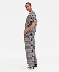 I.N.C. International Concepts Womens Printed Ruffle Sleeve Top Wide Leg Pants Macys Exclusive