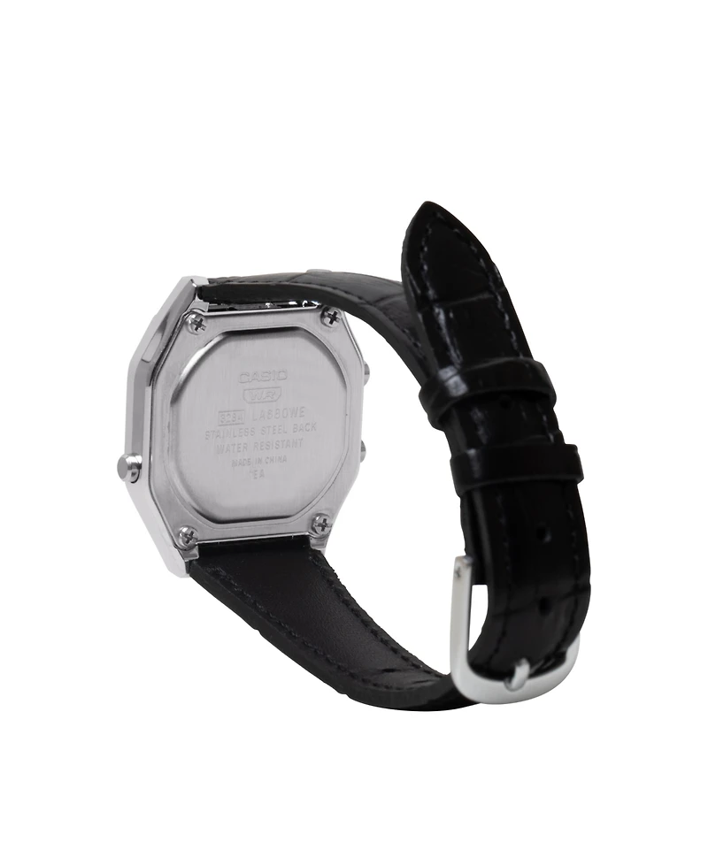 Casio Women's Japanese Quartz Vintage Black Leather Watch 28.6mm