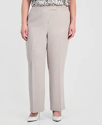 Kasper Plus Flat-Front Extended-Tab Trousers