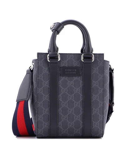 Pre-Owned Gucci Mini Convertible Web Open Tote Gg Coated Canvas