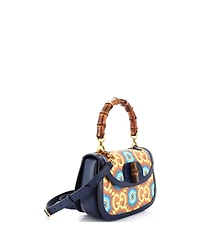 Pre-Owned Gucci Medium Bamboo 1947 Top Handle Bag Kaleidoscope Print Gg Coated Canvas