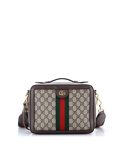 Pre-Owned Gucci Small Ophidia Zip Around Camera Bag Gg Coated Canvas