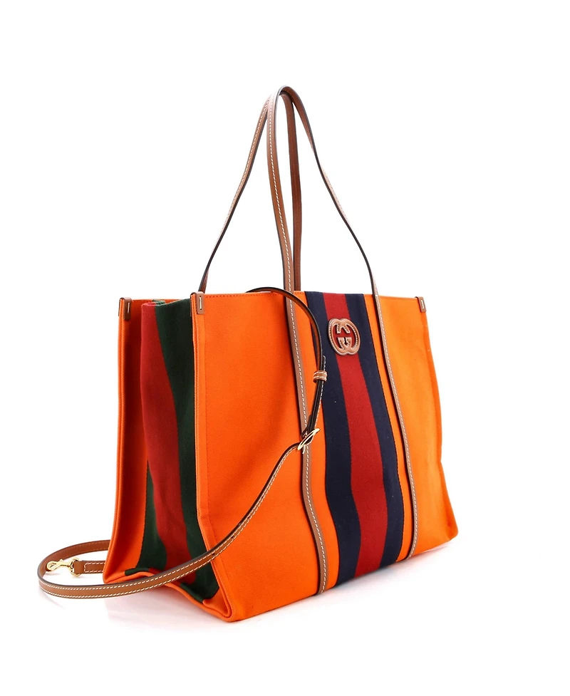 Pre-Owned Gucci Large Interlocking G Web Tote Canvas