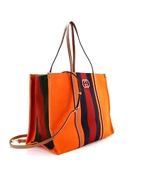 Pre-Owned Gucci Large Interlocking G Web Tote Canvas