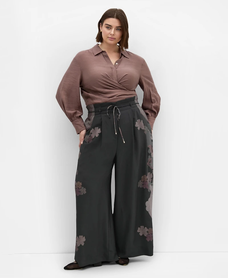 City Chic Women's Plus Size Eternal Side Print Wide Pant