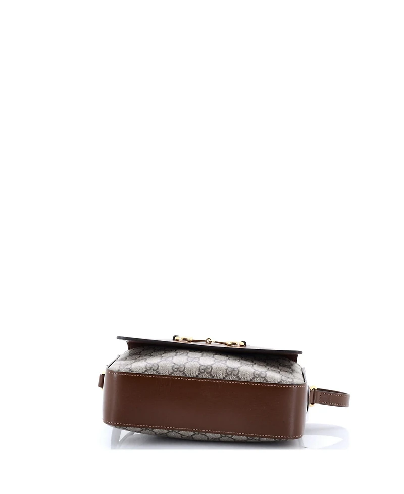 Pre-Owned Gucci Small Horsebit 1955 Flap Pocket Camera Bag Gg Coated Canvas and Leather